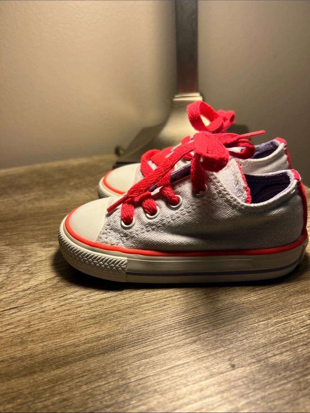 Converse Kids White Canvas Sneakers with Red Accents